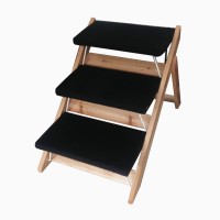 The  Wooden Pet Stair for Cats and Dogs to Climb to The High Bed, and The 3-Step Pet Ladder Can Withstand 75kg