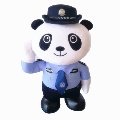 2019 Factory Customized Lovely 30cm Policeman Panda Plush Toy