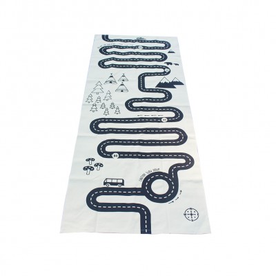 Custom children's toy road pattern game mat portable car track canvas mat baby floor crawling round racing game carpet